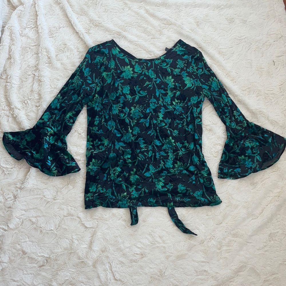 The Limited velvet floral shirt w/ Bell Sleeves